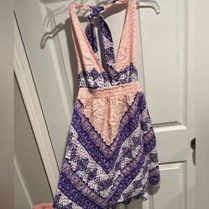 Somedays Lovin Pink and Purple Geometric low cut dress